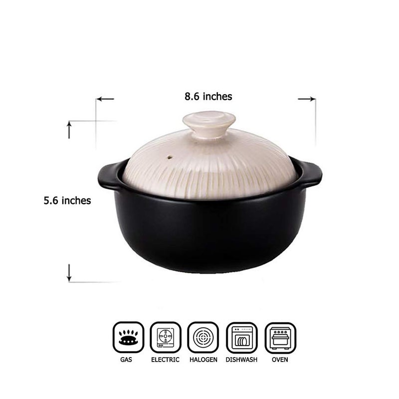 Lucia Kitchen Flower Lucia Natural Glazed Ceramic Porcelain Cookware Hot Pot (Beige Pink 1400ml) - Image 2